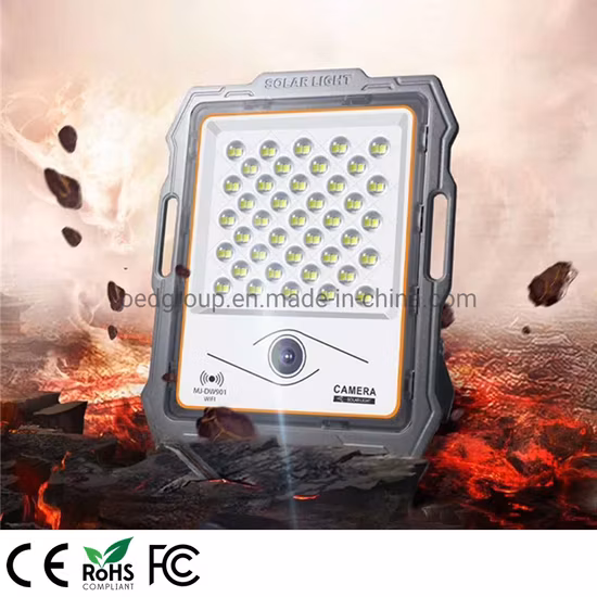 Die Cast Aluminum CCTV Security Waterproof IP67 400W Solar Surveillance Camera LED Flood Light