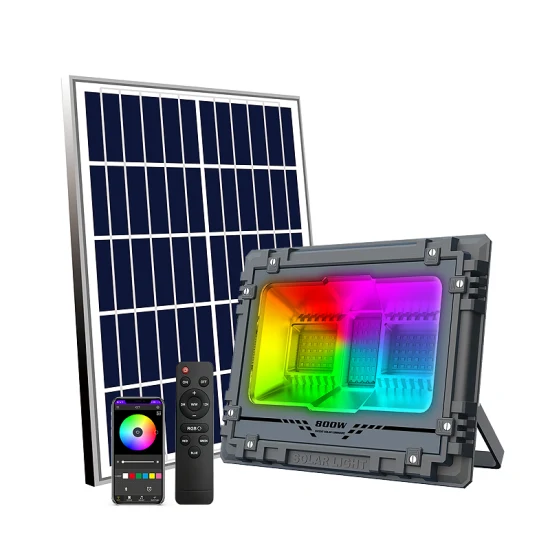 Control inteligente por aplicación RGB, luz Exterior que cambia de Color, reflectores para exteriores, luz de inundación Solar LED de seguridad de energía Solar de atardecer a amanecer